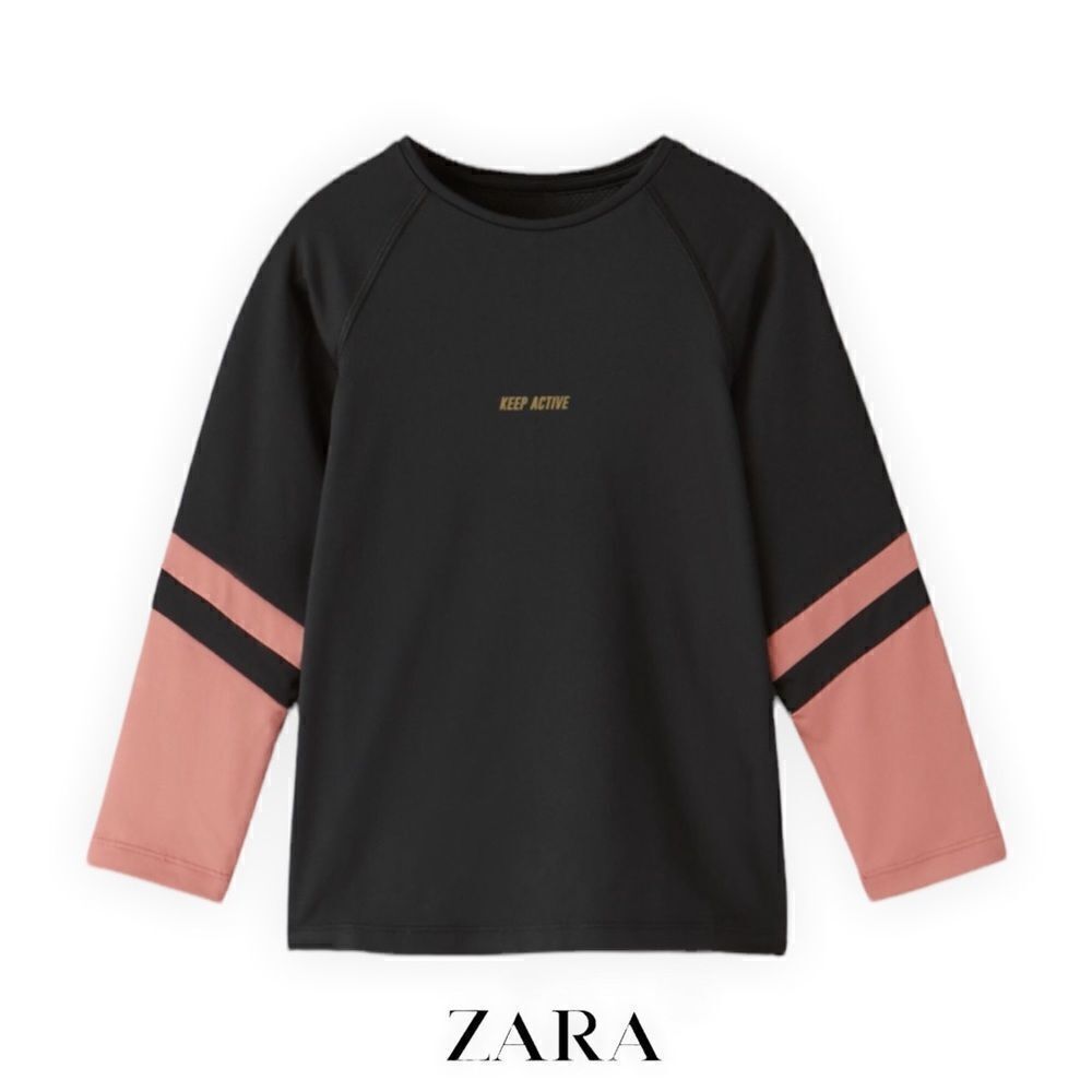 ZARA Kids | Black | TEXT DETAIL WORKOUT SHIRT